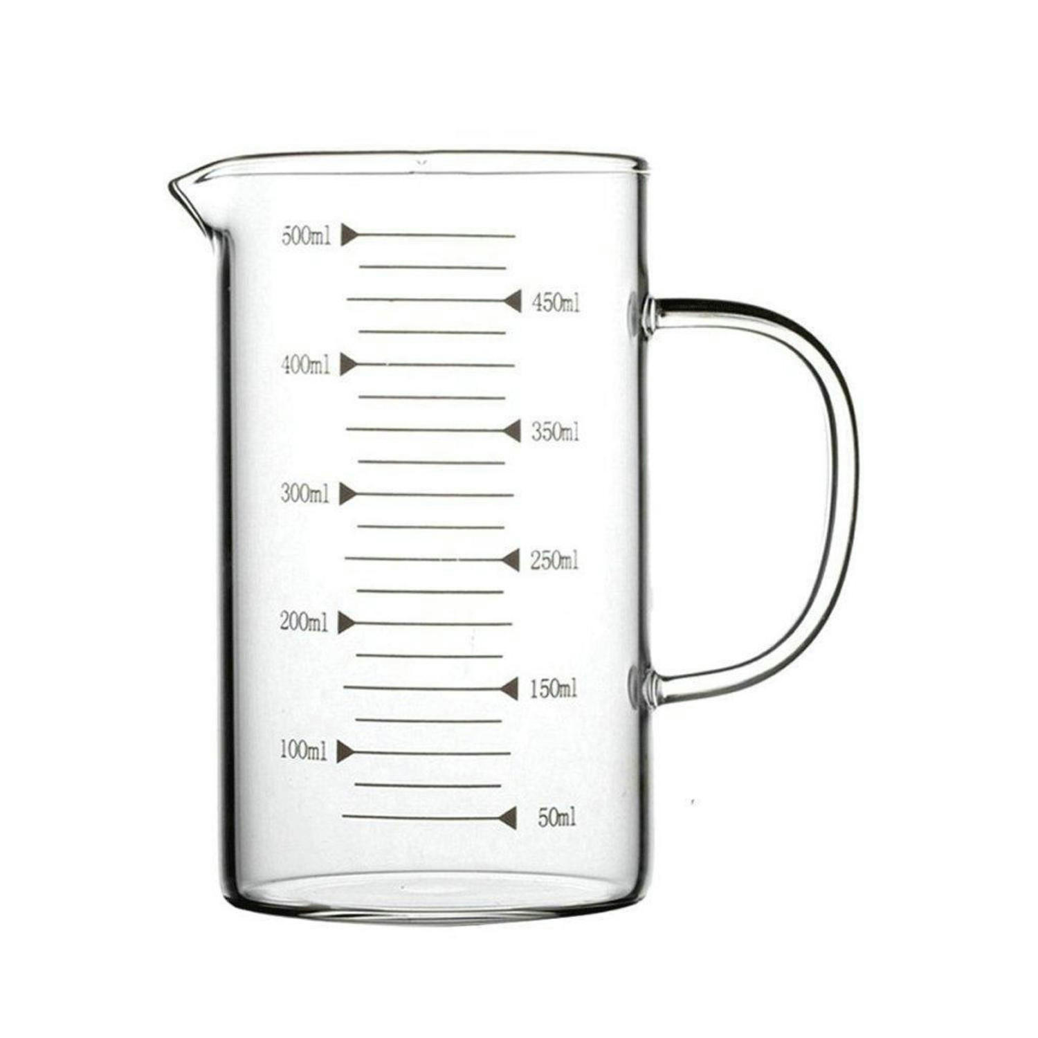 MESSBECHER Glas 0,5 Liter mit ergonomischem Griff - Transparent, Glas (0.5L)