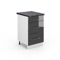 KÜCHENSCHRÄNKE Fame-Line Anthrazit Hochglanz 50 cm, AP Anthrazit - Schwarz Hochglanz/Anthrazit, Holzwerkstoff (50/82/60cm) - Vicco
