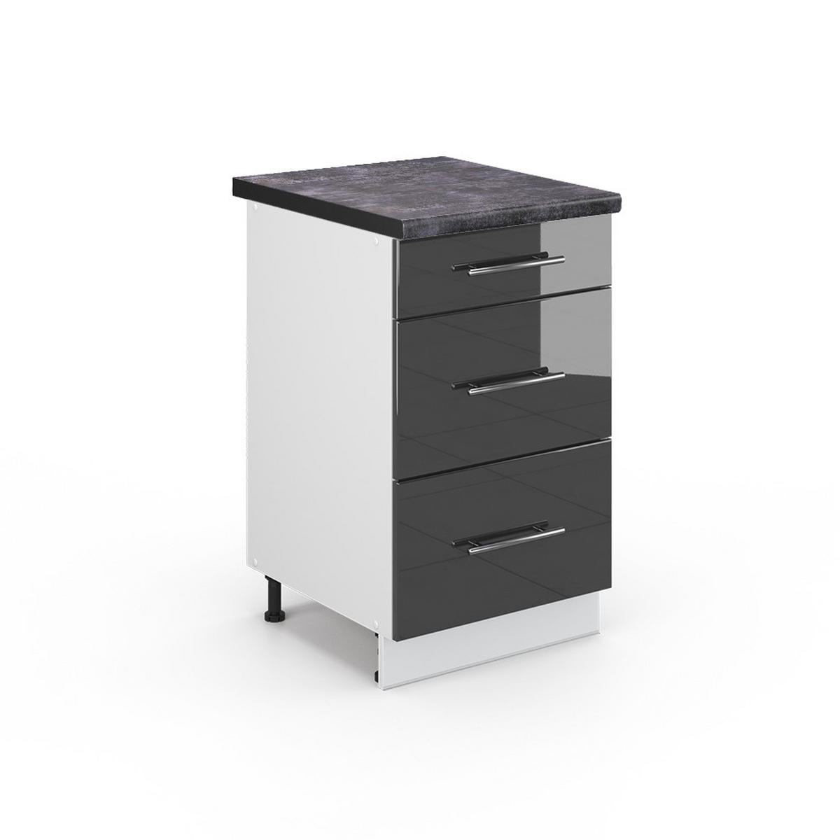 KÜCHENSCHRÄNKE Fame-Line Anthrazit Hochglanz 50 cm, AP Anthrazit - Schwarz Hochglanz/Anthrazit, Holzwerkstoff (50/82/60cm) - Vicco