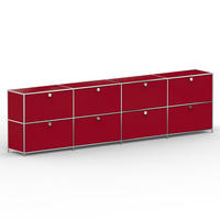 AKTENSCHRANK, 8 Schubladen & Schloss, Breite 302 cm, Rubinrot - Chromfarben/Silberfarben, Metall (40/80.5/302.2cm) - Versee