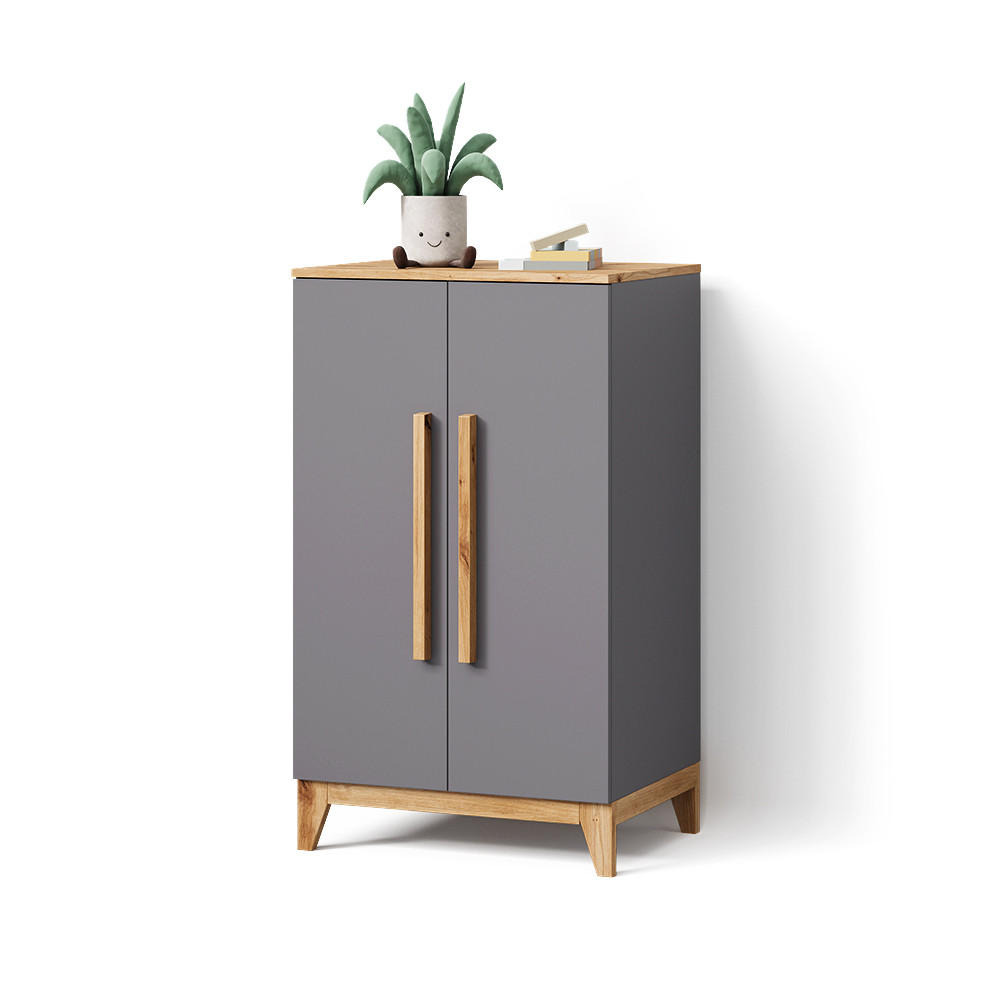 KINDERKLEIDERSCHRANK Mailo Grau/Artisan 70 x 120 cm XL mit 4 Schubladen - Eiche Artisan/Grau, Holzwerkstoff (70/120/53.4cm) - Livinity®