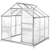 GEWÄCHSHAUS MIT FUNDAMENT, 185 x 190 x 195 cm,transparent - Transparent, Metall (185/195/190cm) - tectake