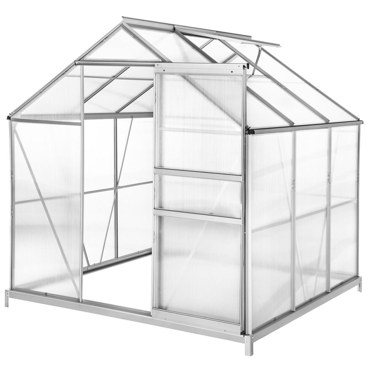 GEWÄCHSHAUS MIT FUNDAMENT, 185 x 190 x 195 cm,transparent - Transparent, Metall (185/195/190cm) - tectake