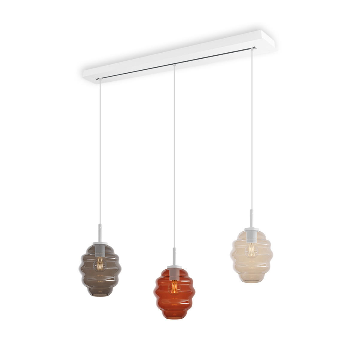 HÄNGELEUCHTE Echos 3-flammig Mehrfarbig Ø 18cm - Multicolor/Weiß, Glas (18/18/20cm) - s.luce