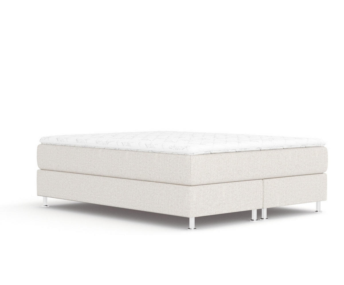 BOXSPRINGBETT Sub Hellbeige 140/200 cm mit Latex-Topper - Beige/Silberfarben, Holz/Holzwerkstoff (140/200cm) - Maison de Reve