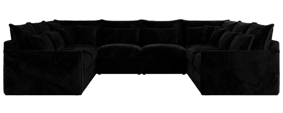 WOHNLANDSCHAFT VERSO U 8M Schwarz Plüsch - Schwarz, Kunststoff/Textil (362/93/270cm) - MKS