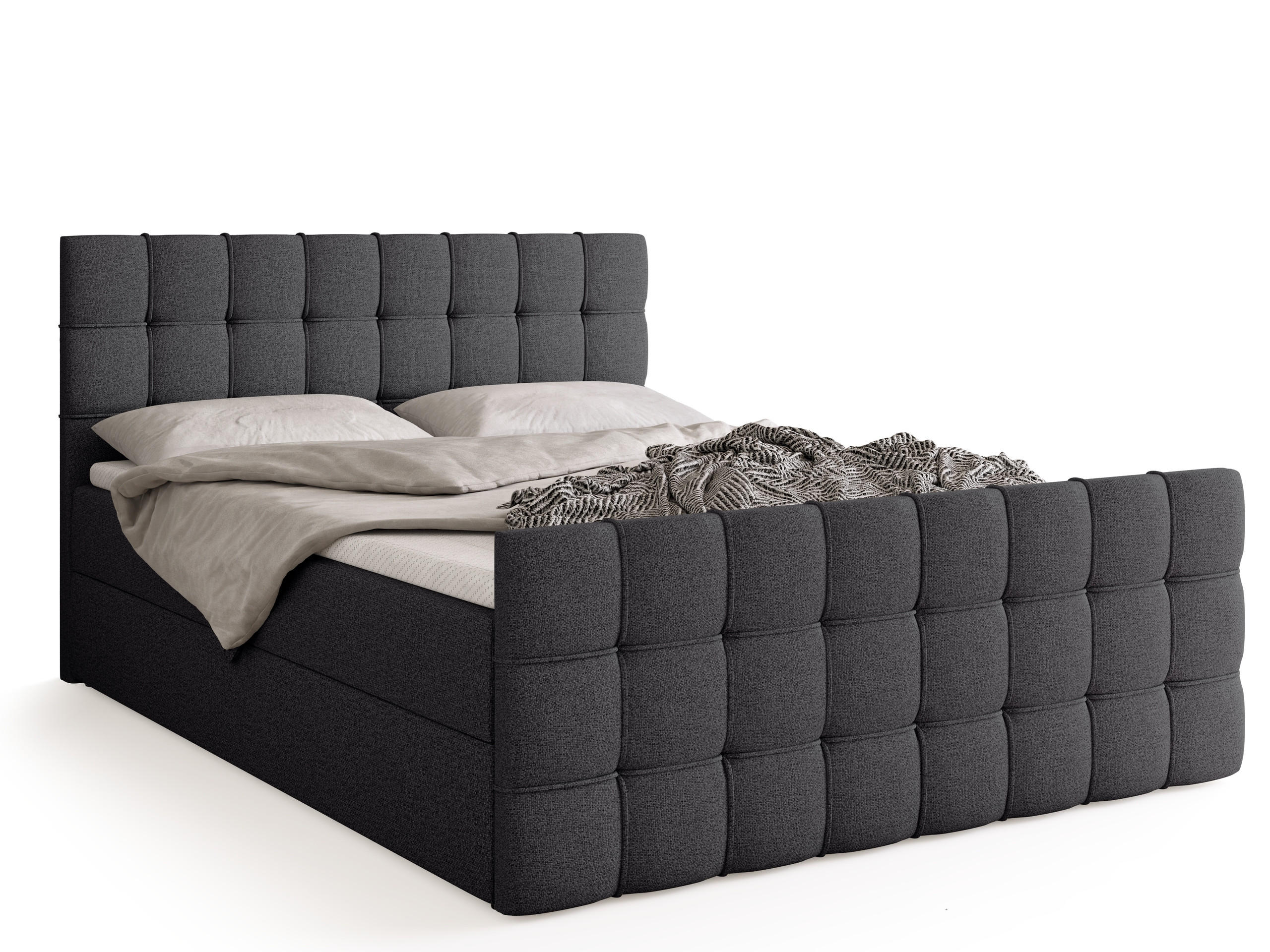 BOXBETT Detroit Duo mit Topper 180/200 Dunkelgrau - Dunkelgrau, Textil (180/200cm) - Bromarkt