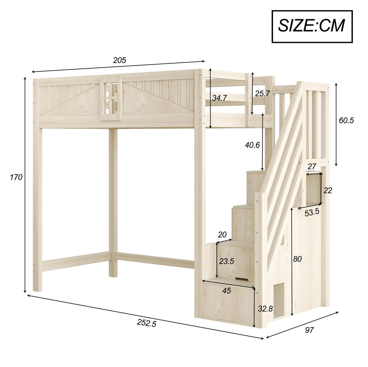 HOCHBETT 90/200 cm Natur aus Holz mit Stauraum - Naturfarben, Holzwerkstoff (90/200cm) - OKMYHOME