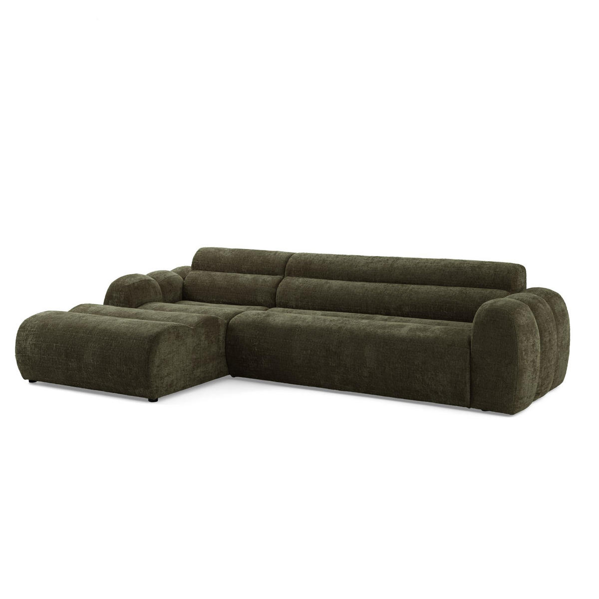 4-SITZER modulares Ecksofa VEER SET 1 Links, 298 x 175 cm, Chenille Webstoff Grün - Schwarz/Grün, Holz/Kunststoff (298/175cm) - Muffo