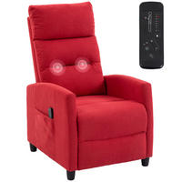 MASSAGESESSEL,MANUELL 160° Chenille Fußstütze Fernbedienung Taschen,weinrot - Rot, Textil (66/108/91cm) - Vallsero