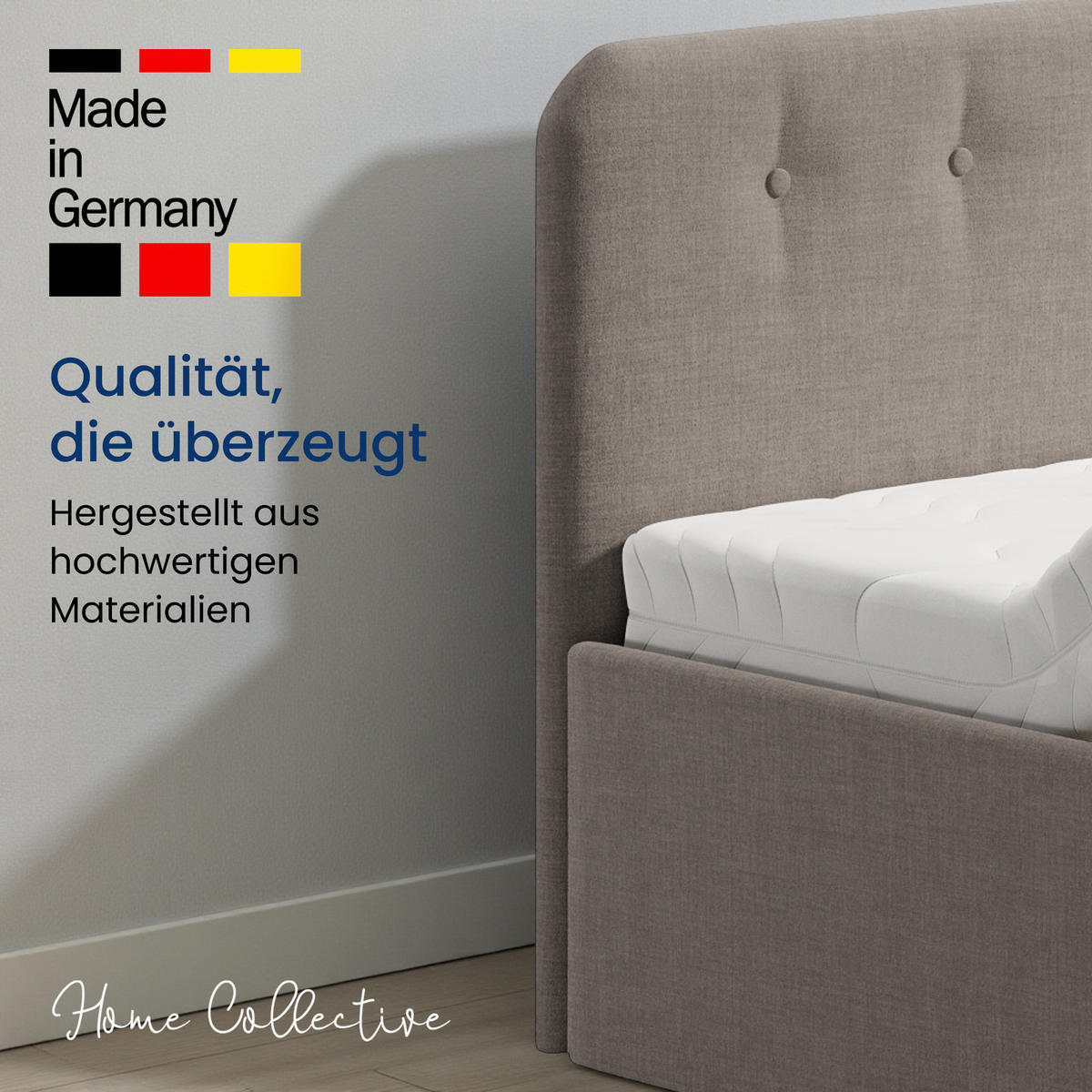 POLSTERBETT mit verstellbarem Lattenrost & Bettkasten, 200 x 200 cm in Beige - Beige, Holzwerkstoff (200/200cm) - Home Collective