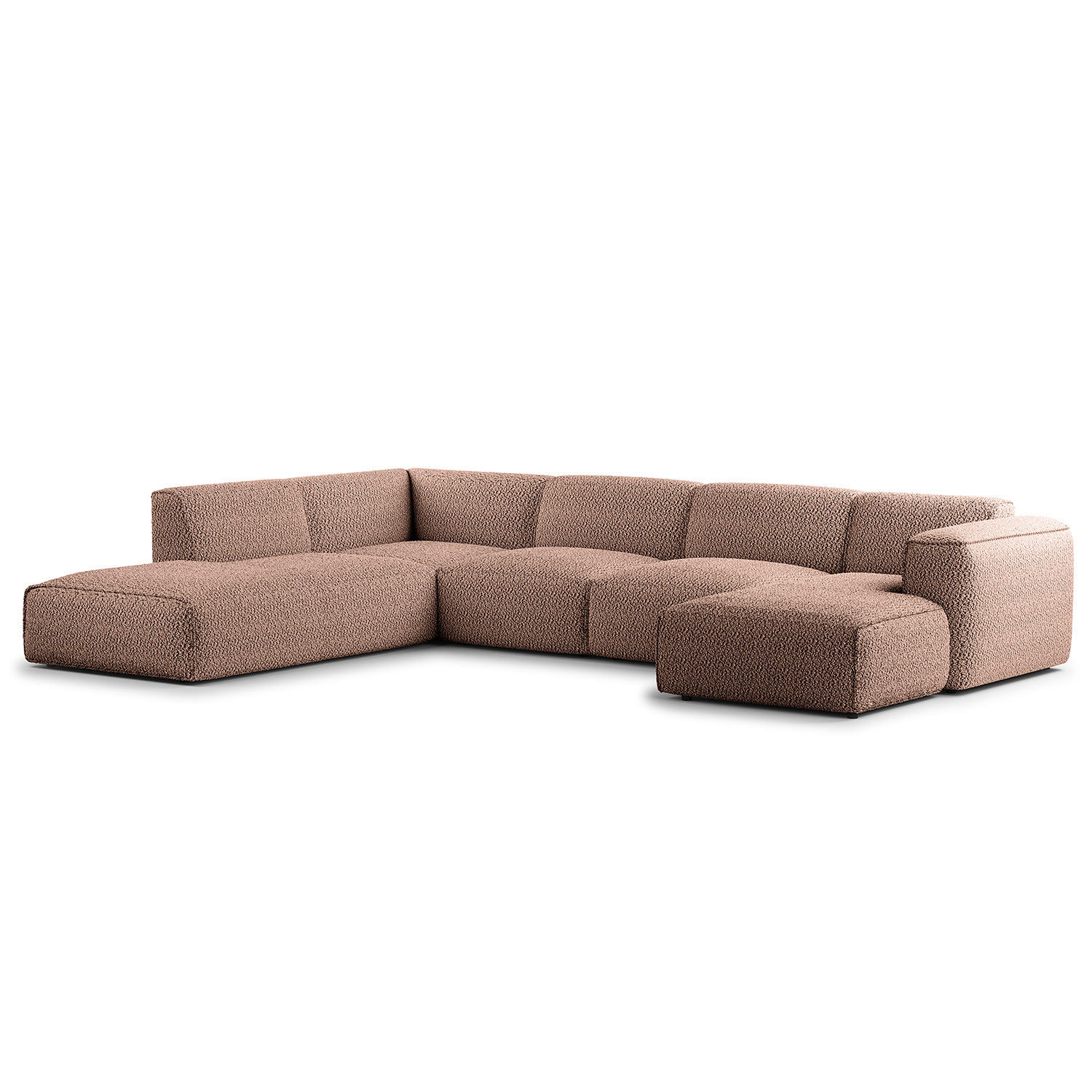 WOHNLANDSCHAFT mit Longchair - Mauve/Schwarz, Kunststoff/Textil (325/71/235cm) - home24