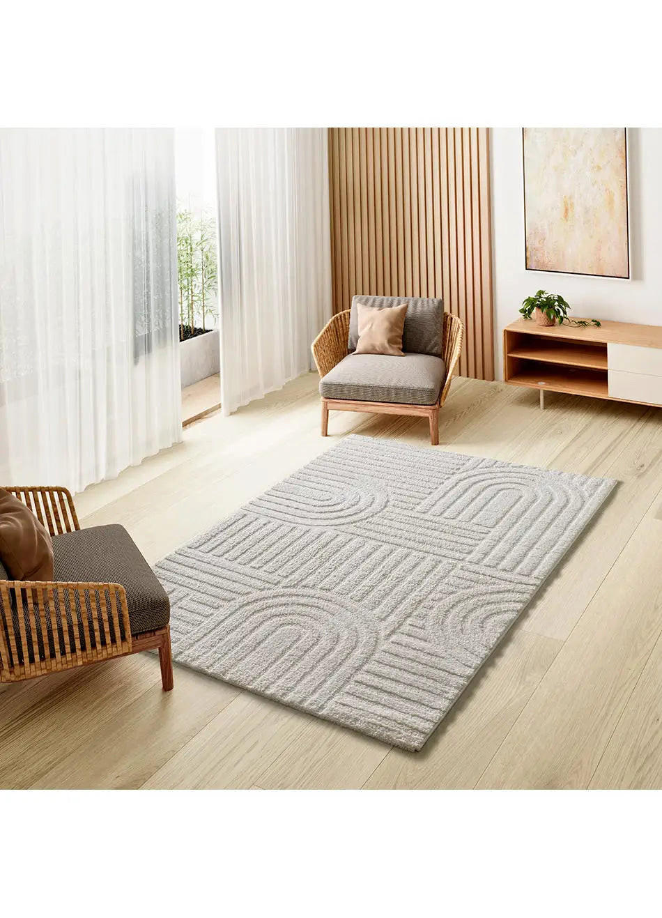Thumbnail - Atticgo Webteppich, Weiß, Textil, Grafikmuster, Rechteckig, 126x190 cm, Oeko-Tex® Standard 100, für Fußbodenheizung geei...