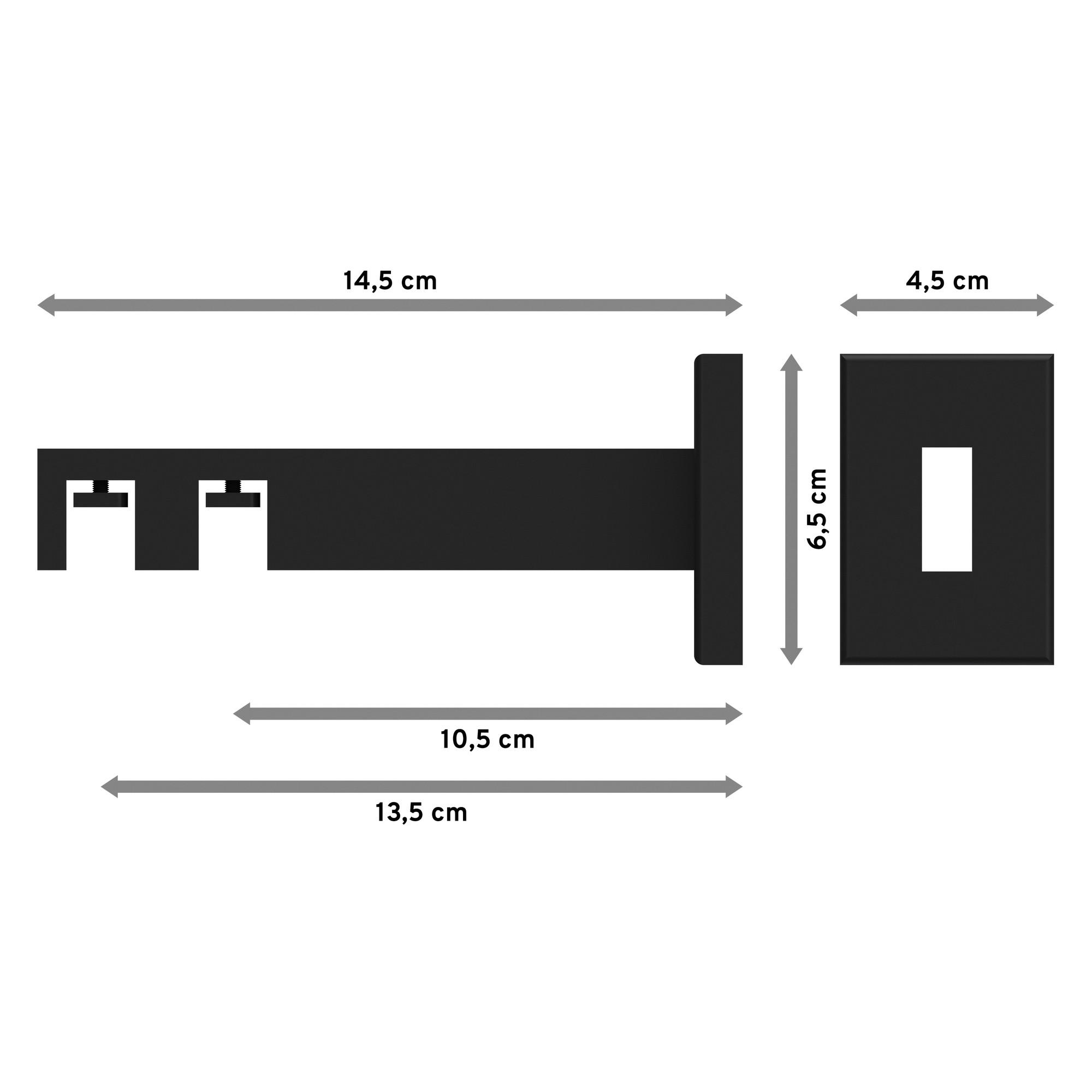 TRÄGER FÜR INNENLAUFSTANGEN 14x35 mm, Smartline 2-läufig lang, Schwarz - Schwarz, Metall (14.5/6.5/4.5cm) - INTERDECO