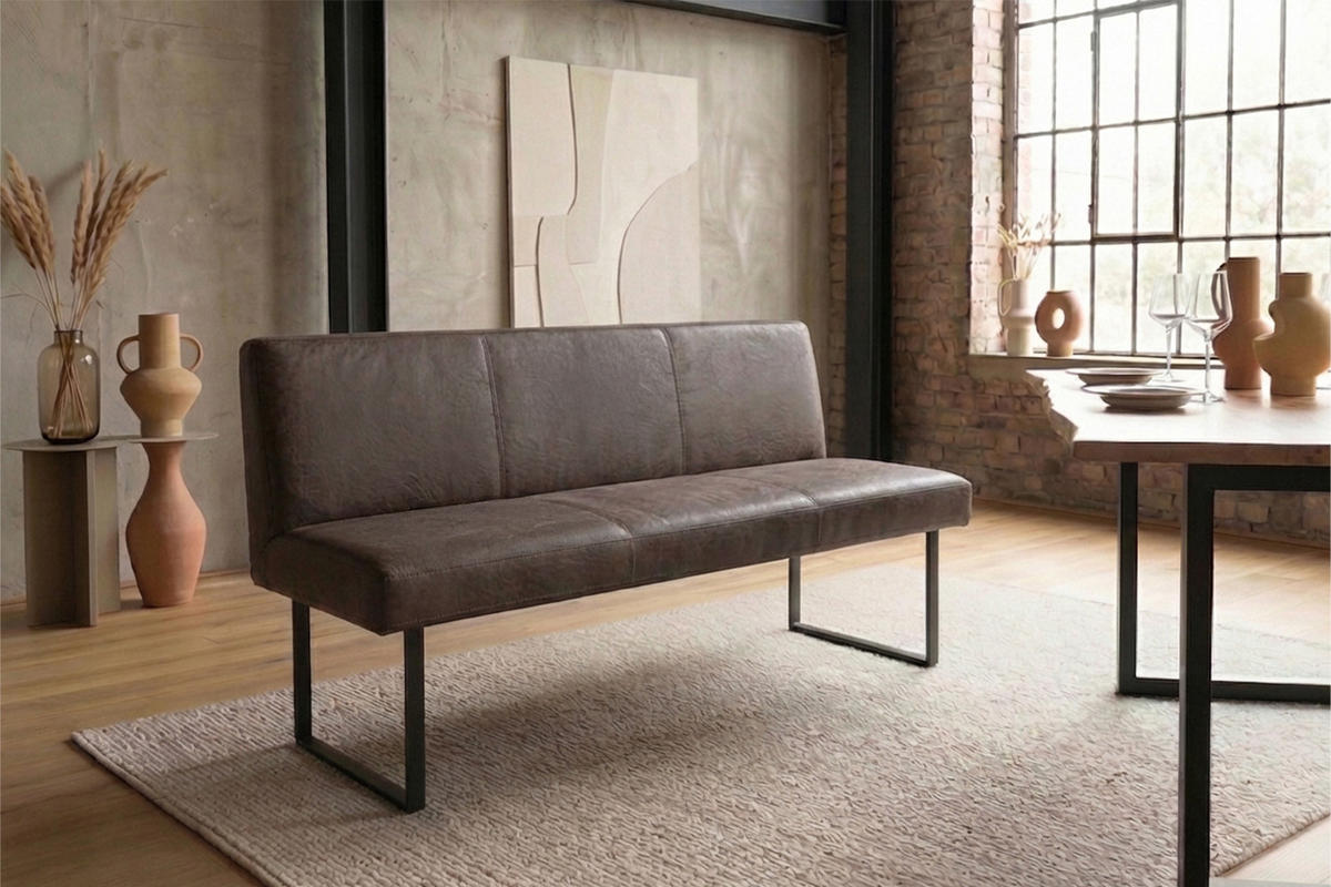 ESSZIMMERBANK ELEEN Dunkelbraun Leder - Dunkelbraun, Leder (123/85/69cm) - KAWOLA