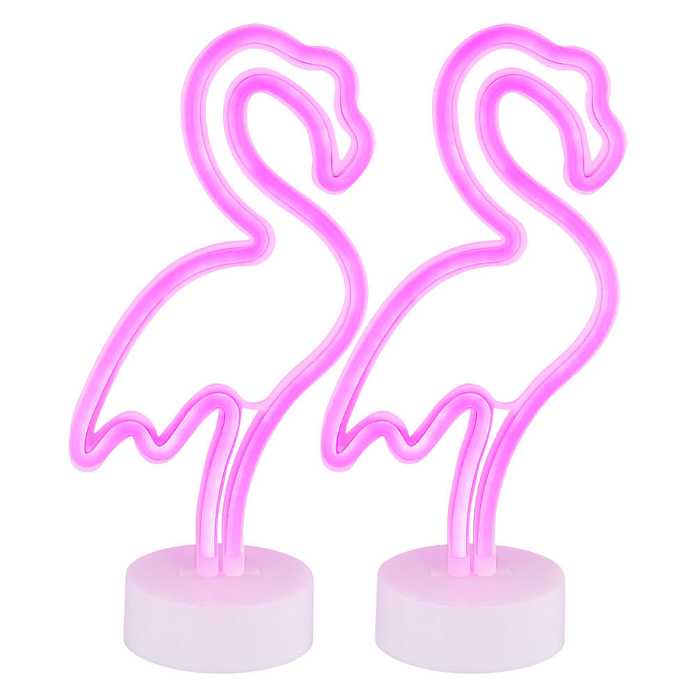 LED TISCHLEUCHTE Flamingo Weiß 2er Set - Weiß, Kunststoff (14.5/10/33cm) - Globo Lighting