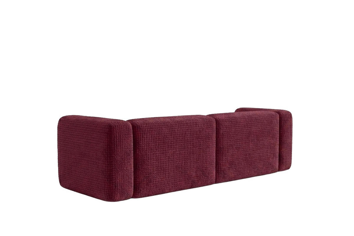 ECKSOFA L-Form, Chenille-Stoff Cremona, Rotwein, Links, GRETA - Weinrot, Holz (318/179cm) - Kaiser Möbel