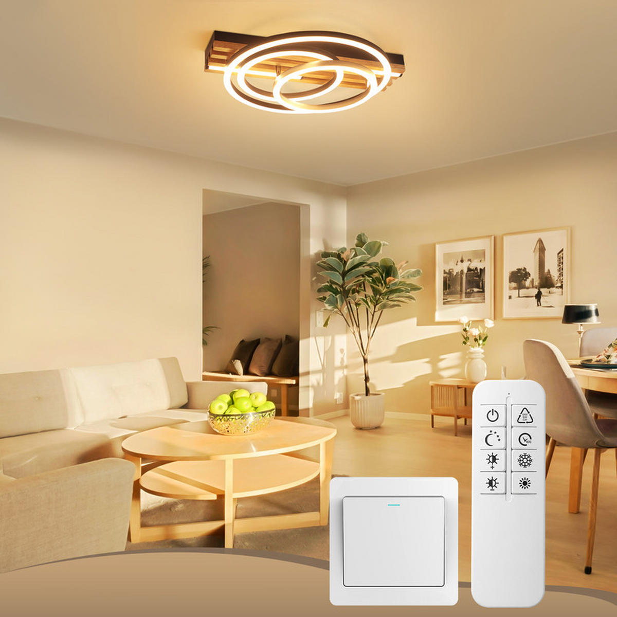 LED stropní svítidlo 32/30/8,8 cm - černá, kov (38/32/8.8cm) - Nettlife