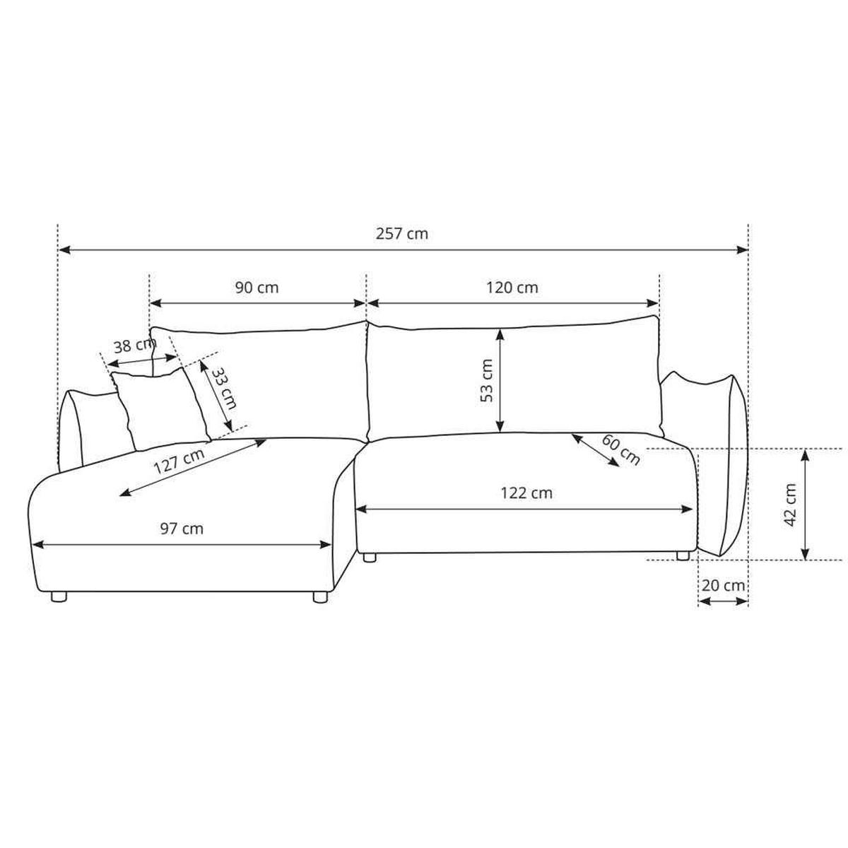 ECKSOFA Alloro links Puderperle - Hellgrau, Textil (257/88/177cm) - Pillovely