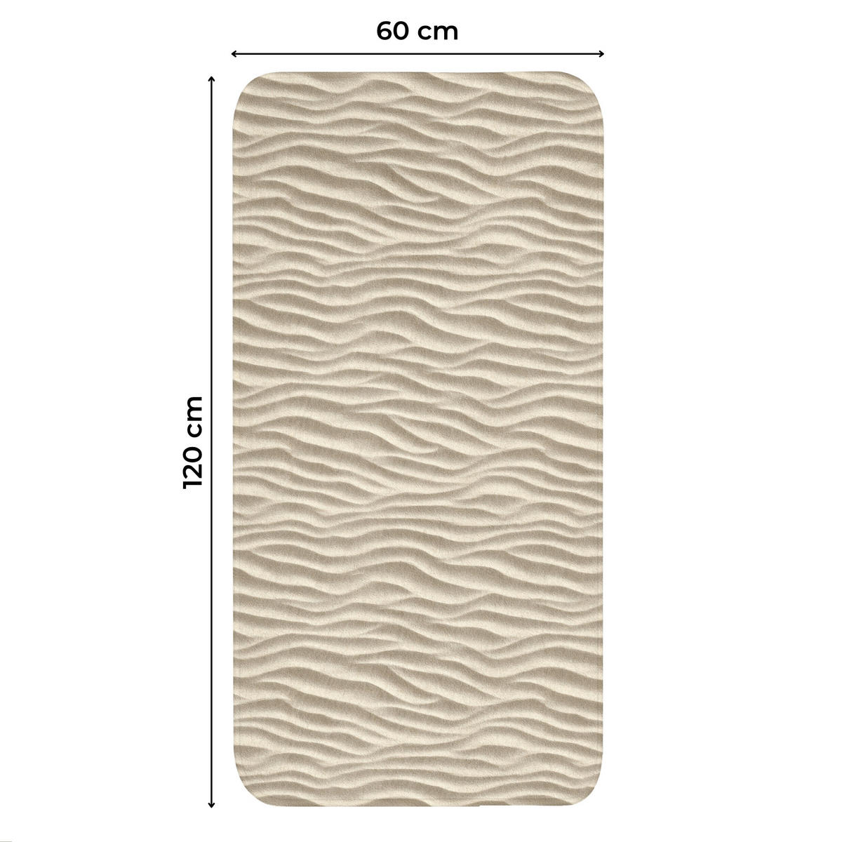 WC-VORLEGER Sand - Wellen - Beige Toilettenvorleger 60x120 cm - Sandfarben, Kunststoff/Textil (60/1cm) - OnlyWow