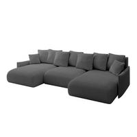 WOHNLANDSCHAFT mit Schlaffunktion und Bettkasten ONESK-U-v1 304x165x40 Grau Bouclé - Grau, Holzwerkstoff/Kunststoff (304/90/165cm) - ALTDECOR