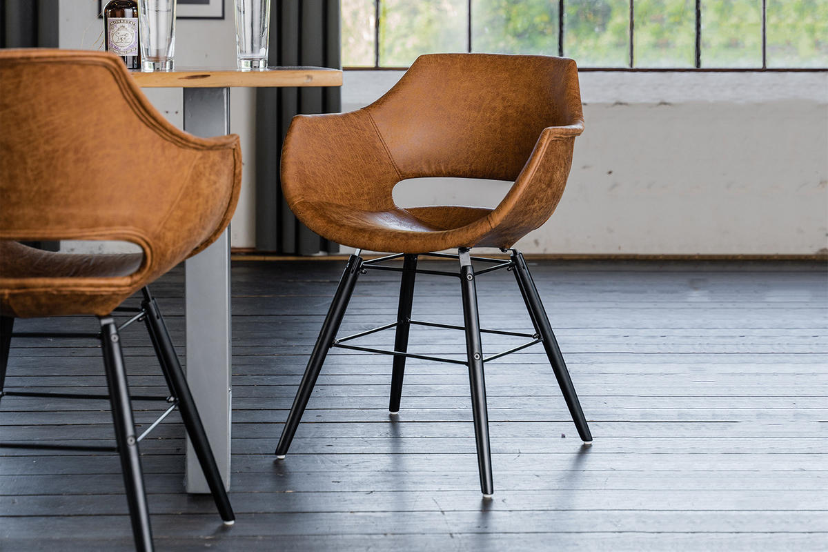 STUHL ZAJA Braun Microfaser - Dunkelbraun/Braun, Textil (57/80/59cm) - KAWOLA