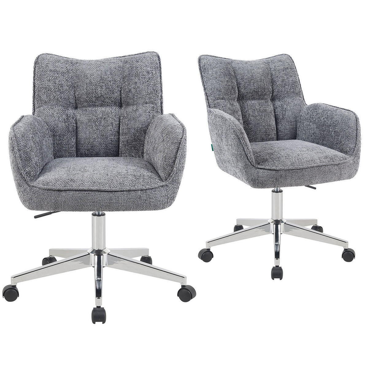 BÜROSTUHL Mika-Tabea - Chromfarben/Grau, Textil/Metall (59/81/66cm) - DUBI Möbel