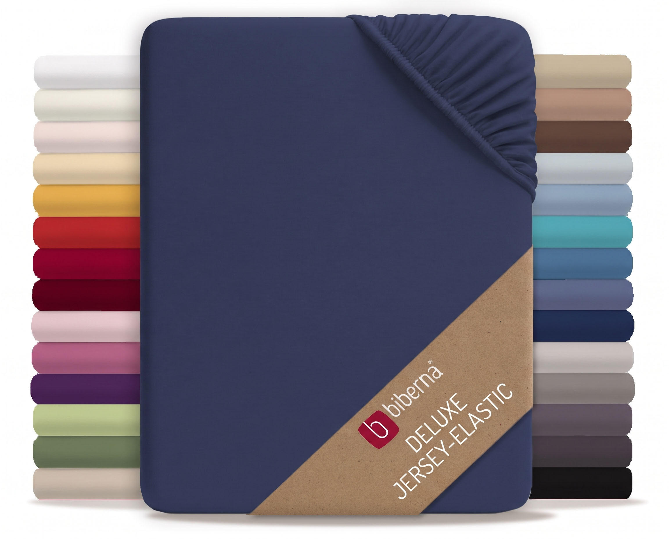 SPANNBETTTUCH Deluxe Jersey marine, 120x200 cm - 130x220 cm - Dunkelblau, Textil (130/220cm) - biberna
