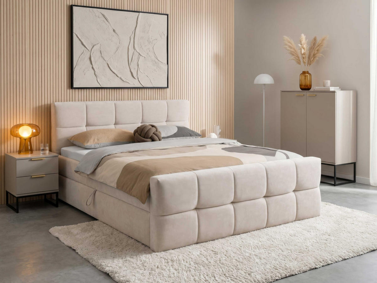 BOXBETT Modena 2 beige 160/200 cm - Beige, Textil (160/200cm) - wonello