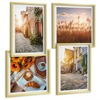 BILDER SET 4er Set - 50x50 cm & 40x60 cm Goldrahmen - Charmante Straßen mit Kaffee - Goldfarben, Kunststoff (50/50cm) - TULUP