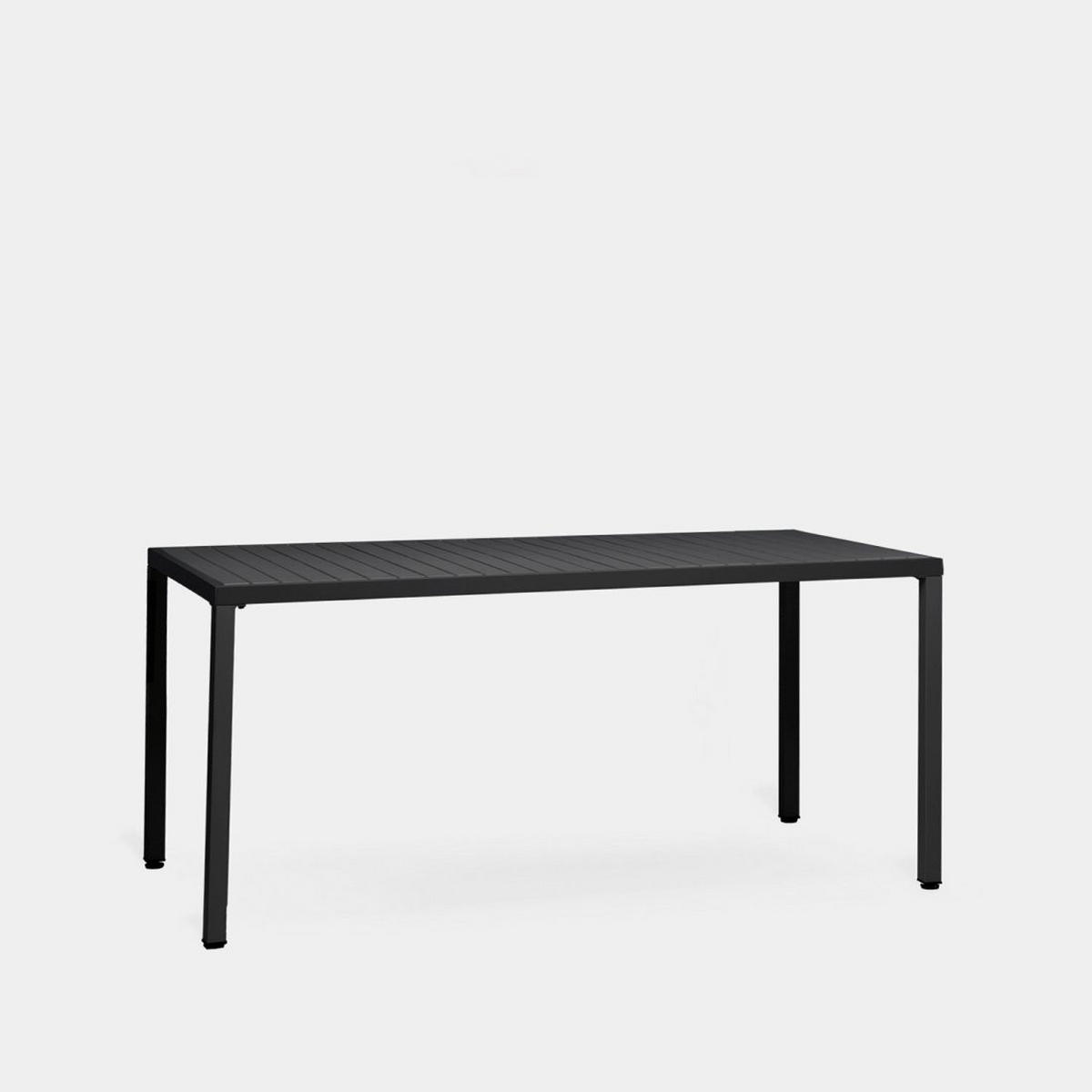 GARTEN-SET mit Tisch und 4 stapelbaren Stühlen in Schwarz Hilda - Schwarz, Kunststoff - Klast Home