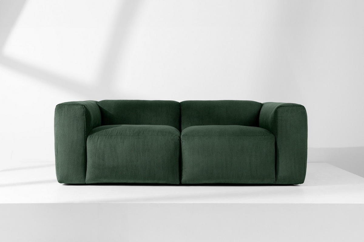 2-SITZER-MODULSOFA BUFFO mit extrem weicher und bequemer Sitzfläche, Kordstoff, dunkelgrün - Dunkelgrün, Textil (210/73/96cm) - KONSIMO®