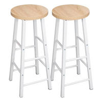 BARHOCKER 2er-Set mit Fußlehne Light Oak - Weiß, Metall (30/71/30cm) - Meubliv