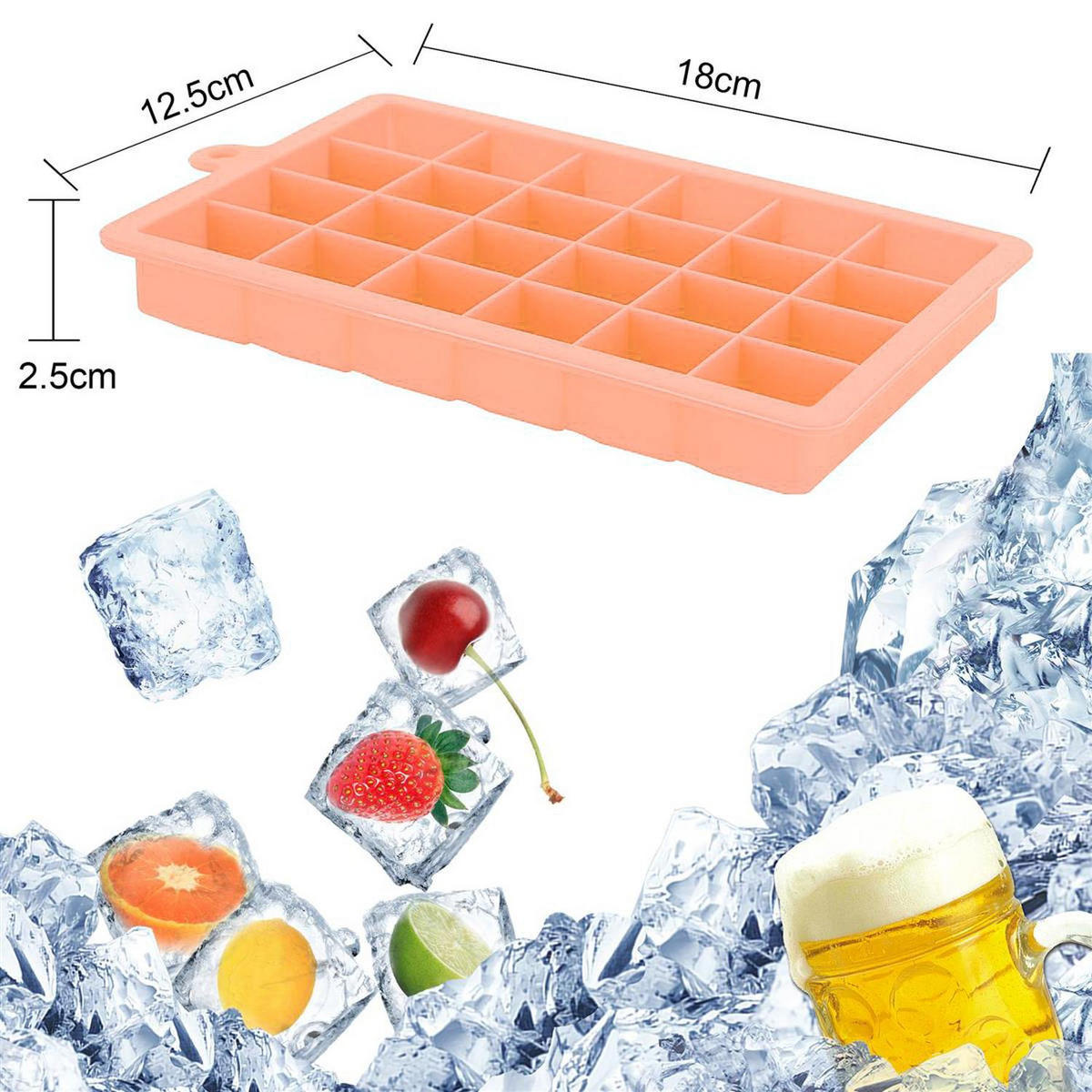 EISWÜRFELFORM 2er Set - Rosa, Kunststoff (13/2.5/18cm) - Intirilife