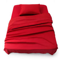 BETTLAKEN 3er Set - Spannbettlaken 90x190x30cm 1X Kissenbezug 50x80cm - Rot - Rot, Textil (90/190cm)