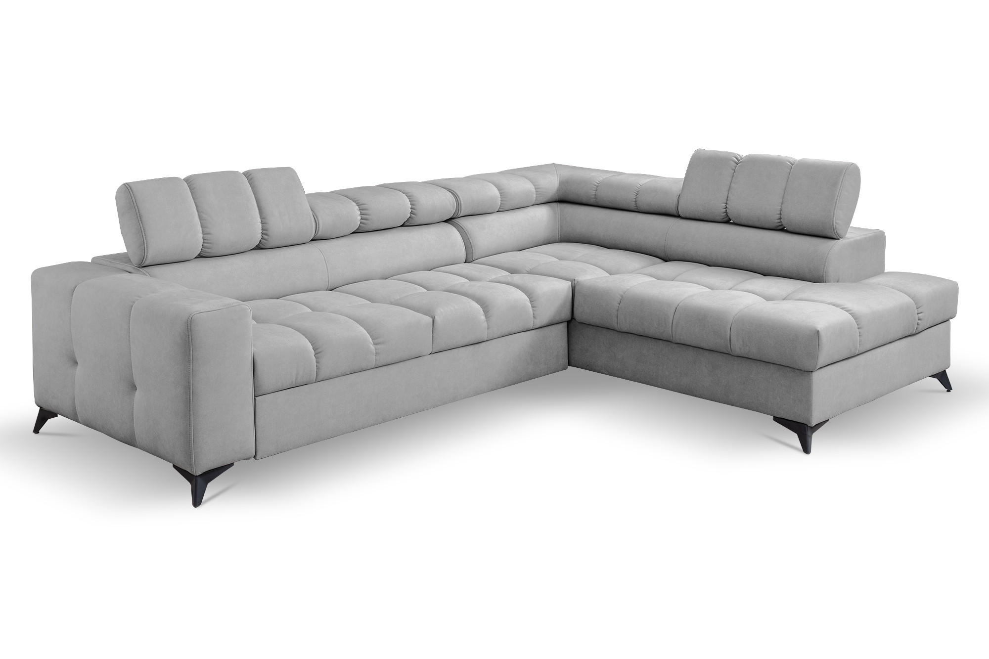 ECKSOFA Andrea L-Form mit verstellbaren Kopfstützen Schlaffunktion Bettkasten 267 cm rechts hellgrau - Hellgrau, Kunststoff (267/106cm) - Margaret Hadas24