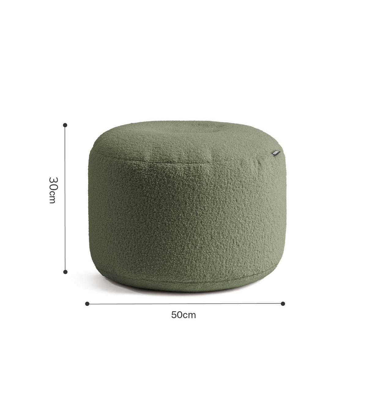 POUF Bouclé Mochi - Grün, Textil (50/30/50cm) - Mokebo
