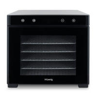 DÖRRAUTOMAT DSY900 Schwarz, 6 herausnehmbare Trocknerplatten, variable Thermostat von 35 ° bis 70 °C, Touchscreen, 650 W - Schwarz/Grau, Metall (34/31.1/45cm) - HKoenig