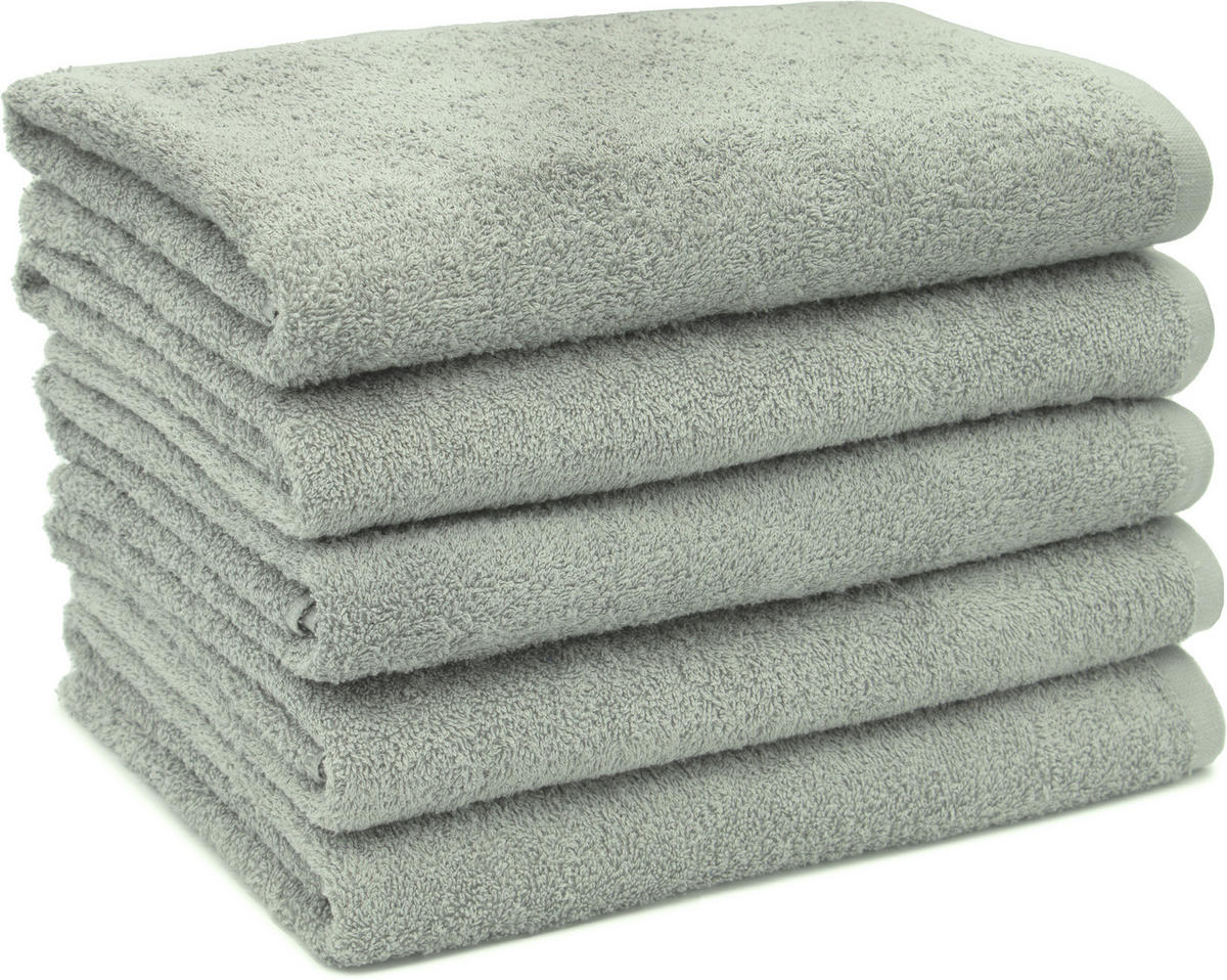 DUSCHTÜCHER, 5er-Set, 70x140 cm, 80% Baumwolle, 20% Polyester, Grau - Grau, Naturmaterialien (70/140cm) - Zollner