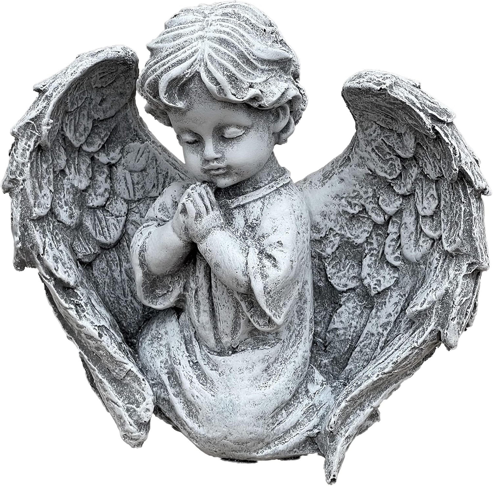 STEINFIGUR betendes Engelchen Engel frostsicher Steinguss - Grau, Stein (17/16/9cm) - stoneandstyle
