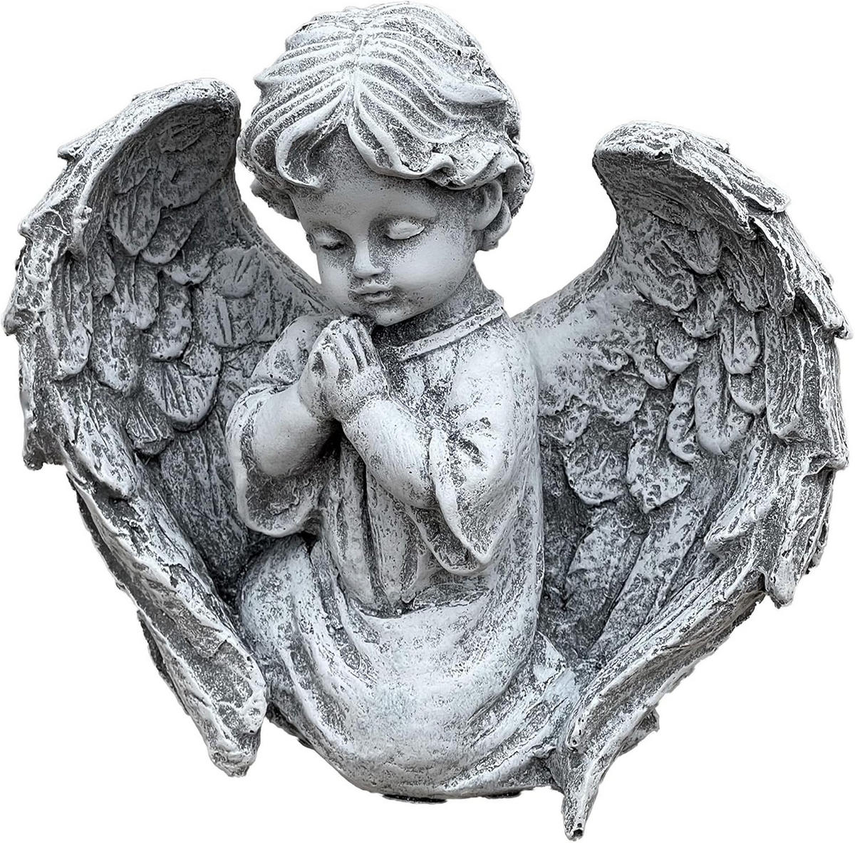 STEINFIGUR betendes Engelchen Engel frostsicher Steinguss - Grau, Stein (17/16/9cm) - stoneandstyle