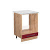 HERDUMBAUSCHRANK Fame-Line Bordeaux Hochglanz 60 cm, AP Marmor - Bordeaux/Eiche Wotan, Holzwerkstoff (60/82/60cm) - Vicco