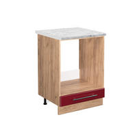 HERDUMBAUSCHRANK Fame-Line Bordeaux Hochglanz 60 cm, AP Marmor - Honigeiche/Bordeaux, Holzwerkstoff (60/82/60cm) - Vicco