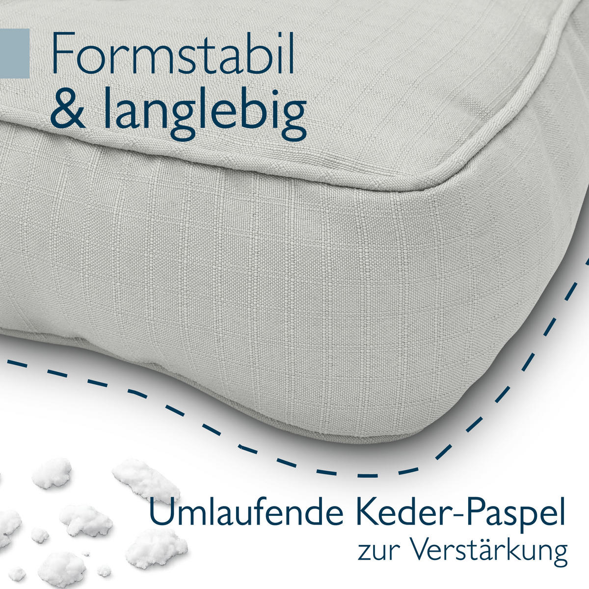 LOUNGEKISSEN Xluna Sitz 50x50x10cm mit Rücken 50x40x12cm Hellgrau (2tlg) - Hellgrau, Textil (50/50cm) - Beautissu 