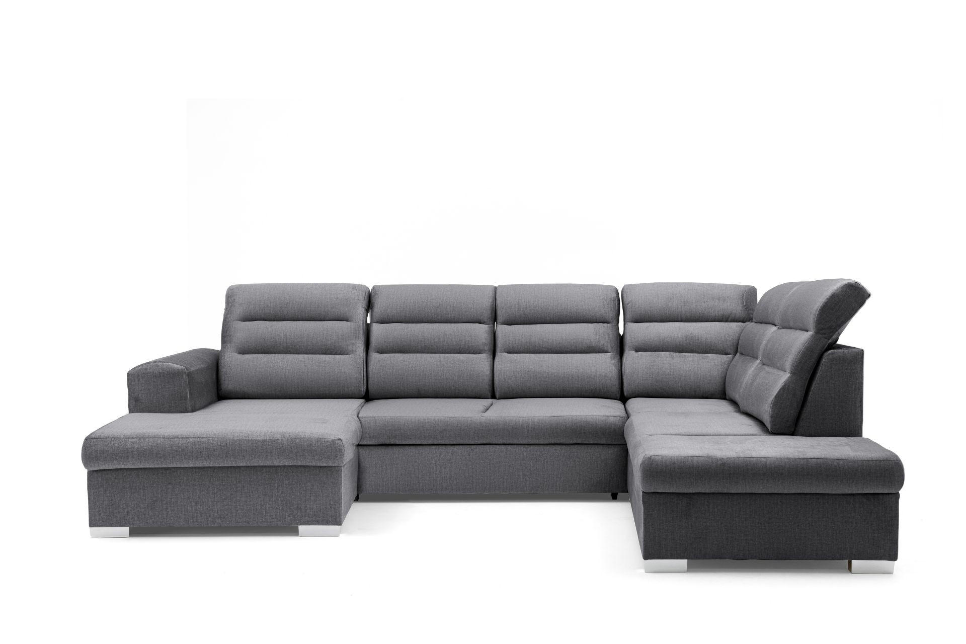 ECKSOFA U-Form CLOUD U Rechts mit Schlaffunktion 120x252 Velours Dunkelgrau - Dunkelgrau/Silberfarben, Holz/Kunststoff (202/103/320cm) - Muffo