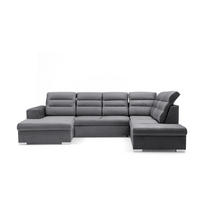ECKSOFA U-Form CLOUD U Rechts mit Schlaffunktion 120x252 Velours Dunkelgrau - Dunkelgrau/Silberfarben, Holz/Kunststoff (202/103/320cm) - Muffo