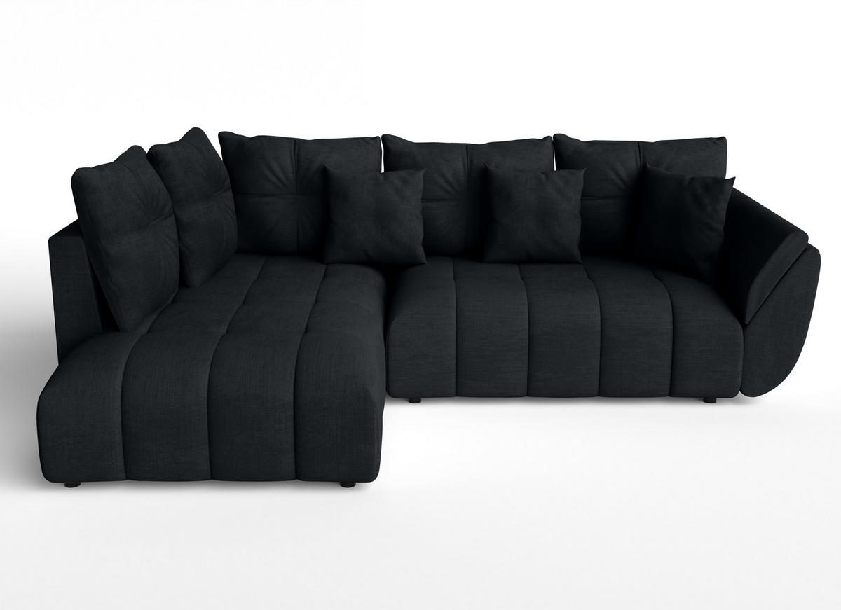 ECKSOFA L Form Corleone Schwarz 266/182/91 cm mit Schlaffunktion - Schwarz, Kunststoff/Textil (266/182cm) - AX Living