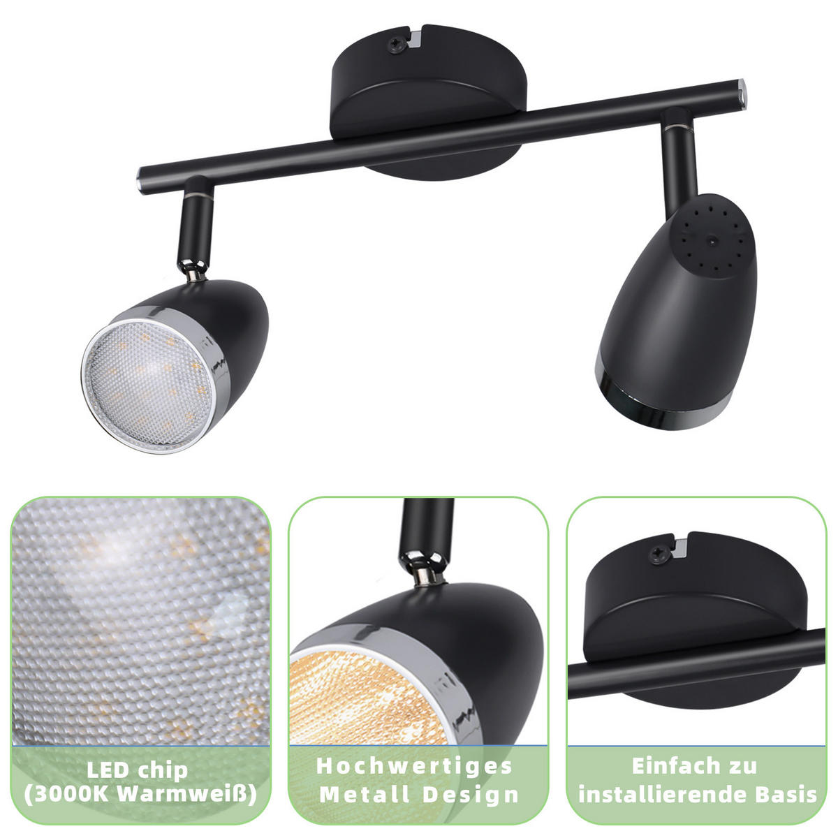 DECKENSTRAHLER Flacker 15.5/5.6/25 cm - Grau, Kunststoff (25/15.5/5.6cm) - ZMH