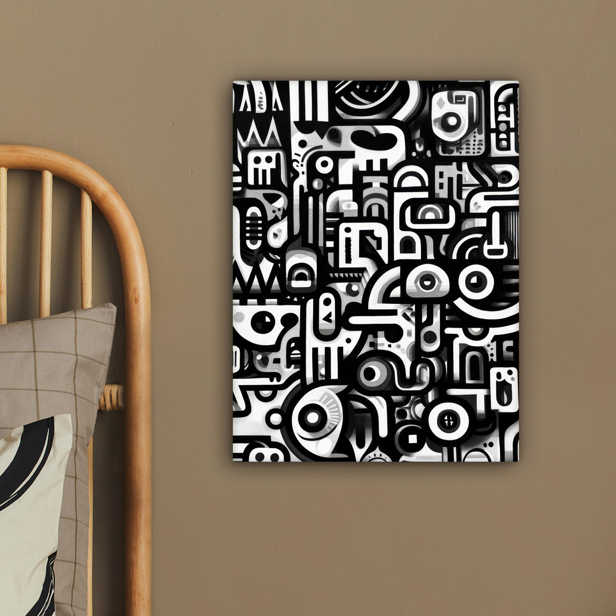 LEINWANDBILD Symbole - Abstrakt - Grafik - Schwarz Room Decor 30x40 cm - Schwarz, Textil (30/40cm) - MuchoWow