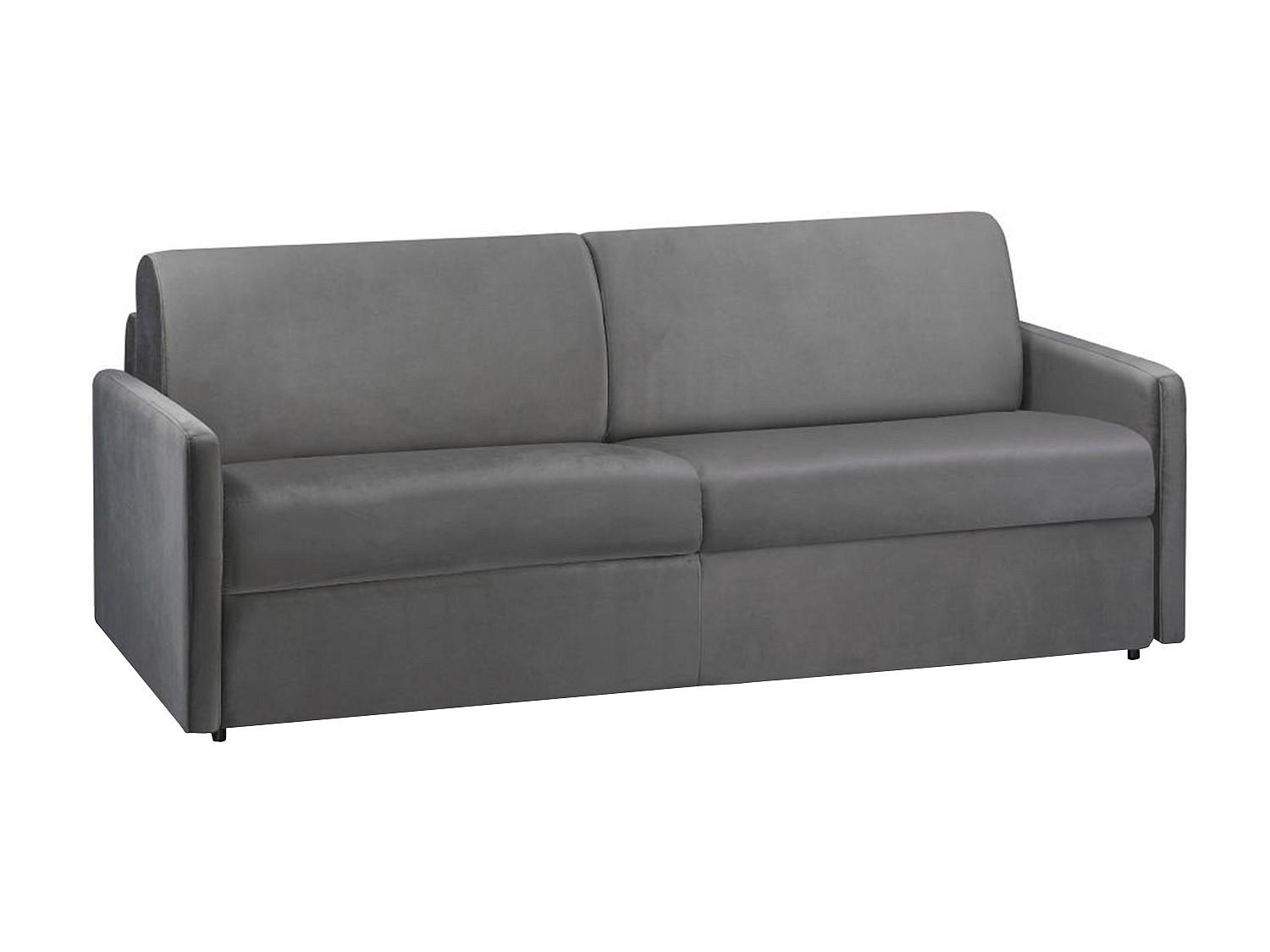 SCHLAFSOFA - 4 Personen - Samt, Stoff - Anthrazitgrau - - Anthrazit, Textil (190/85/223cm) - Vente-Unique